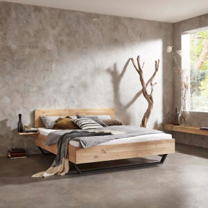 Houten Bed 'Mine' massief eiken - 160 x 210 cm - Met 2 nachtkastjes