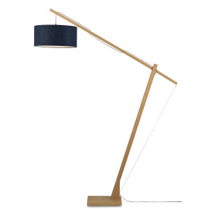 GOOD&MOJO Vloerlamp 'Montblanc' Bamboe en Eco linnen, 207cm, kleur Blauw