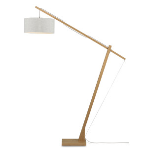 GOOD&MOJO Vloerlamp 'Montblanc' Bamboe en Eco linnen, 207cm, kleur Beige