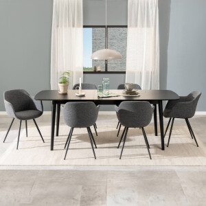 Bendt Uitschuifbare Eettafel 'Montreux' Eiken 180-219 x 90cm, kleur zwart