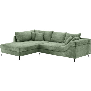 Mr. Couch Hoekbank Portofino L-vorm 4 bekledingskwaliteiten, 13,5 cm hoge metalen profielvoeten in mat zwart