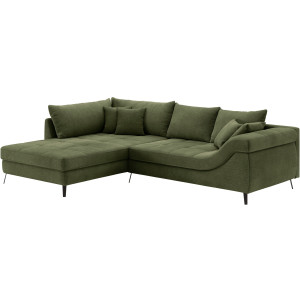 Mr. Couch Hoekbank Portofino L-vorm 4 bekledingskwaliteiten, 13,5 cm hoge metalen profielvoeten in mat zwart