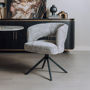 Tower Living Draaibare Eetkamerstoel 'Mura' Chenille, kleur Zilver