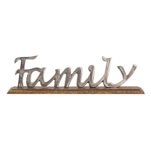 my home Decoratief opschrift Familie van metaal, op hout (1 stuk)