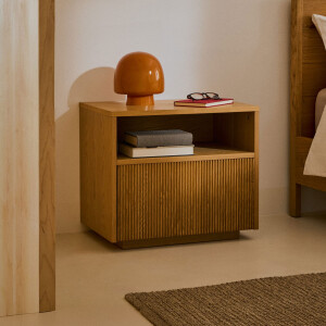 Kave Home Nachtkastje 'Helvine' Eiken, Met 1 lade