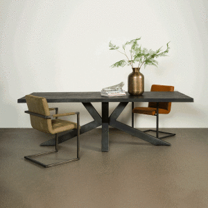 Tower Living Eettafel 'Sovana' Acacia Boomstam kleur Zwart, 180 x 90cm