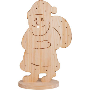 näve Decoratief ledobject Santa, kerstdecoratie van hout Houten vloerlamp, hoogte ca. 80 cm, op batterijen (1 stuk)