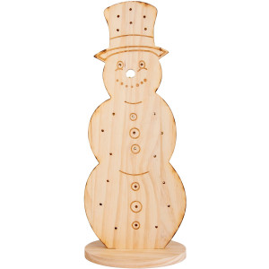 näve Decoratief ledobject Snowy, kerstdecoratie van hout Sneeuwman van hout, incl. timer, hoogte ca. 80 cm, op batterijen (1 stuk)