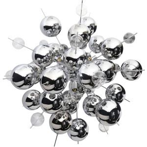 näve Hanglamp Explosie Glazen bollen zilver groot/helder klein, excl. 10xG9, H: ca. 150 cm, D: 65 cm (1 stuk)