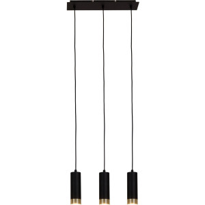 näve Hanglamp Fridu van matzwart ijzer met gouden randen, lengte 48 cm, voor 3x gu10 (1 stuk)