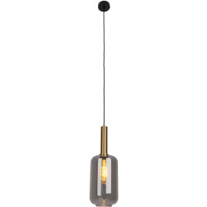 näve Hanglamp Fumo van metaal in zwart en goud en rookglas, ø ca. 22 cm, hoogte 150 cm (1 stuk)