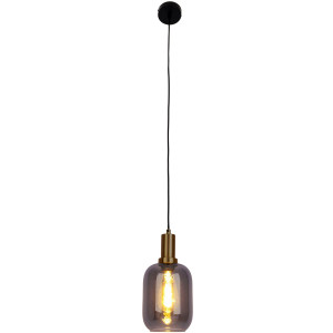 näve Hanglamp Fumo van metaal in zwart en goud en rookglas, ø ca. 22 cm, hoogte 150 cm (1 stuk)