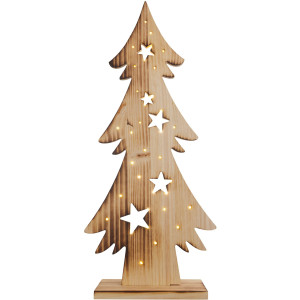 näve Led-boom Kerstboom, kerstdecoratie van hout Houten vloerlamp, hoogte ca. 80 cm, op batterijen (1 stuk)