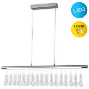 näve Led-hanglamp Nobilis Hanglamp, dimbaar, warmwit, L: 100 cm, satin-nikkel (1 stuk)