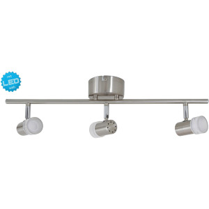 näve Ledplafondspots Malaga 3-delige led wand- en plafondspot, staal blank, 3xled warmwit, l: 61 cm (1 stuk)