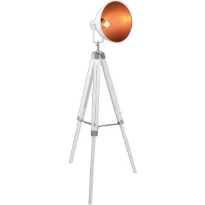 näve Staande lamp Christie E27 max. 40 W, metaal/hout (grenenhout), hoogte verstelbaar: 90-130 cm