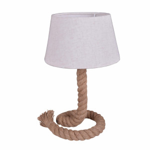 näve Tafellamp Rope Tafellamp 'Rope' excl. 1x E27 max.40 W, jutetouw ecru, scherm: wit