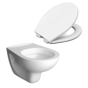 Nemo Intro Star verkort hangtoilet met closetzitting porselein wit SW773625 - SW481975