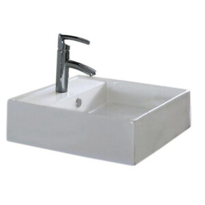 Nemo Spring Jaipur opbouwwastafel 465 x 466 x 145 mm porselein wit vierkant voorgeboord kraangat centraal met overloop achterzijde niet gemailleerd TR4032