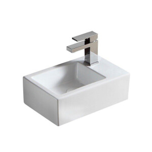 Nemo Spring Sula handwasbakje - rechthoekig - 37x23.5cm - wandmontage - kraangat rechts - diameter3.5cm - porselein wit TR4331