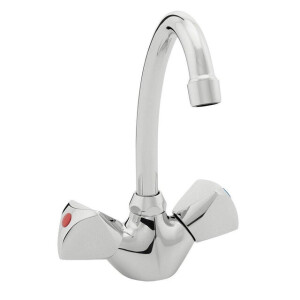 Nemo Start Riga wastafelmengkraan tweegreeps eengats montage op wastafel met beweegbare bek lediging met ketting chroom 17.102-CROM