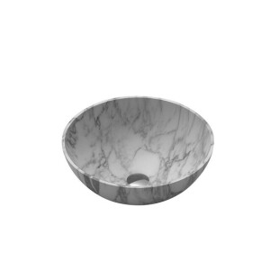 Nemo Stock Java Marble kom opbouwwastafel rond 420 x 420 x 150 mm met afvoergat marmer wit WD38500N