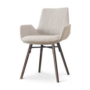 Nena-Eef eetkamerstoel beige gemêleerd - walnoot houten onderstel