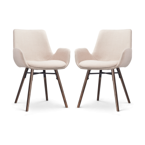 Nena-Eef eetkamerstoel beige - walnoot houten onderstel - set van 2