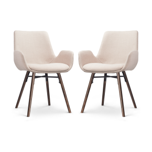 Nena-Eef eetkamerstoel beige - walnoot houten onderstel - set van 2