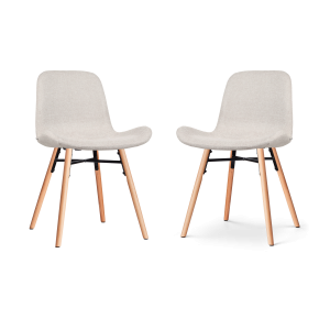 Nena-Fé eetkamerstoel beige - houten onderstel - set van 2