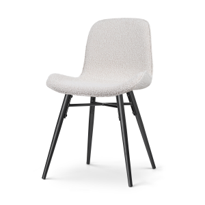 Nena-Fé eetkamerstoel bouclé beige - zwart houten onderstel