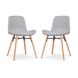 Nena-Fé eetkamerstoel lichtgrijs - houten onderstel - set van 2