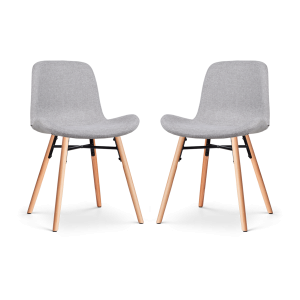 Nena-Fé eetkamerstoel lichtgrijs - houten onderstel - set van 2