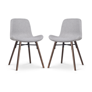 Nena-Fé eetkamerstoel lichtgrijs - walnoot houten onderstel - set van 2