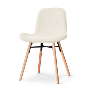 Nena-Fé eetkamerstoel rib beige - houten onderstel