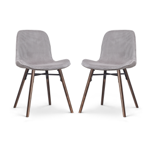 Nena-Fé eetkamerstoel rib warm grijs - walnoot houten onderstel - set van 2