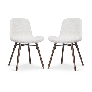 Nena-Fé eetkamerstoel teddy gebroken wit - walnoot houten onderstel - set van 2