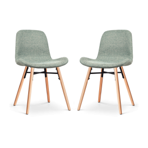 Nena-Fé eetkamerstoel zacht groen - houten onderstel - set van 2