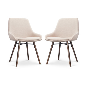 Nena-Isa eetkamerstoel beige - walnoot houten onderstel - set van 2