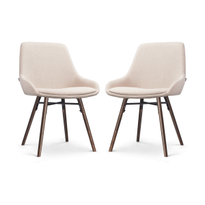 Nena-Isa eetkamerstoel beige - walnoot houten onderstel - set van 2