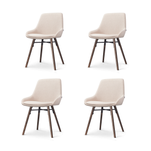 Nena-Isa eetkamerstoel beige - walnoot houten onderstel - set van 4