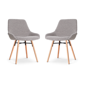 Nena-Isa eetkamerstoel bouclé taupe - houten onderstel - set van 2