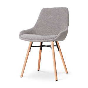 Nena-Isa eetkamerstoel bouclé taupe - houten onderstel