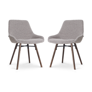 Nena-Isa eetkamerstoel bouclé taupe - walnoot houten onderstel - set van 2