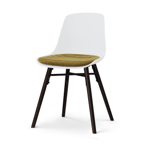 Nena-Liv eetkamerstoel wit met mosgroen zitkussen - zwart houten onderstel