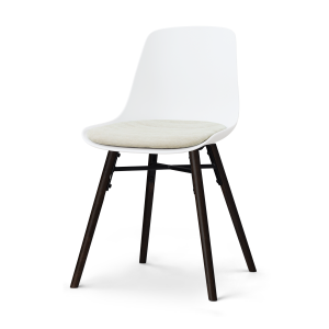 Nena-Liv eetkamerstoel wit met naturelbeige zitkussen - zwart houten onderstel