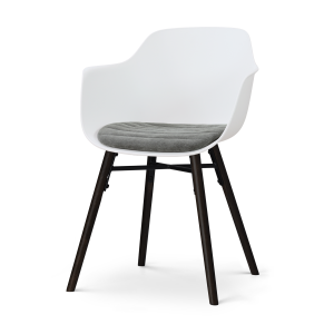 Nena-Liz eetkamerstoel wit met zeegrijs zitkussen - zwart houten onderstel