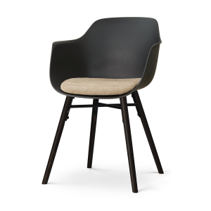 Nena-Liz eetkamerstoel zwart met nougatbruin zitkussen - zwart houten onderstel