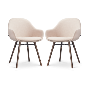 Nena-Mae eetkamerstoel beige - walnoot houten onderstel - set van 2