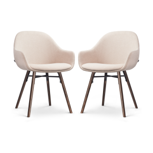 Nena-Mae eetkamerstoel beige - walnoot houten onderstel - set van 2